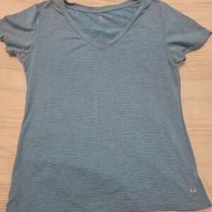 GAP Light Blue Striped V-Neck Tee